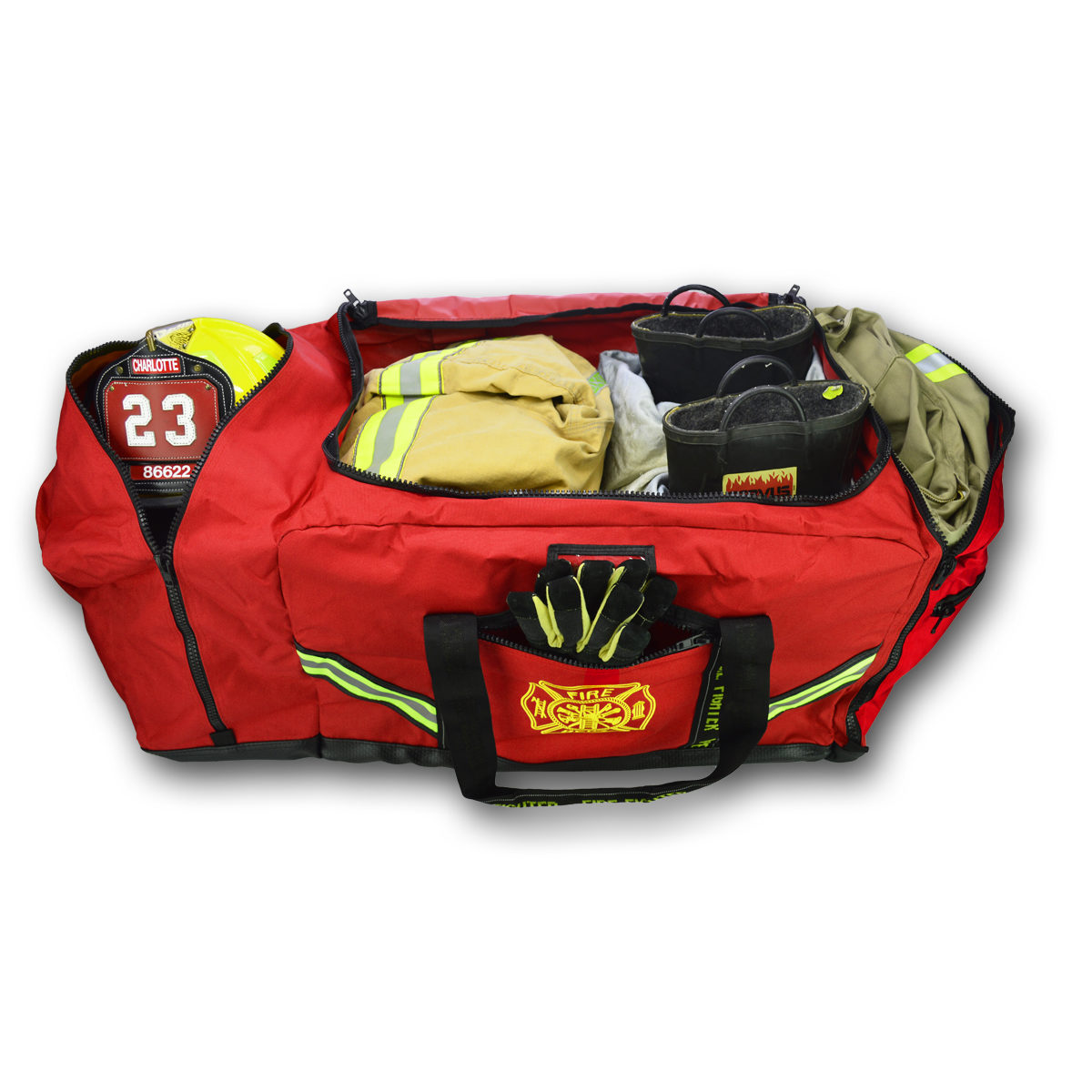Premium 3XL Firefighter Rescue Step-In Turnout Fire Gear Bag w/Shoulder Strap 