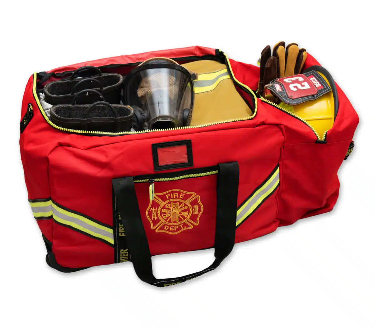 lightning x lxfb10wv firefighter step in rolling turnout bunker gear bag with wheels and reflective red