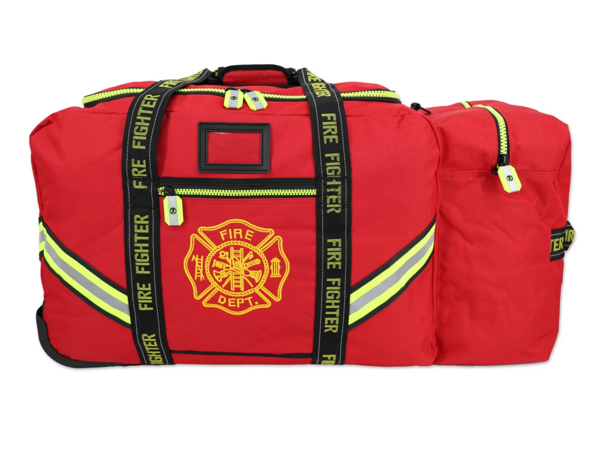 lightning x lxfb10wv firefighter step in rolling turnout bunker gear bag with wheels and reflective red
