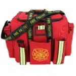 red padded turnout gear bag with front pockets & reflective