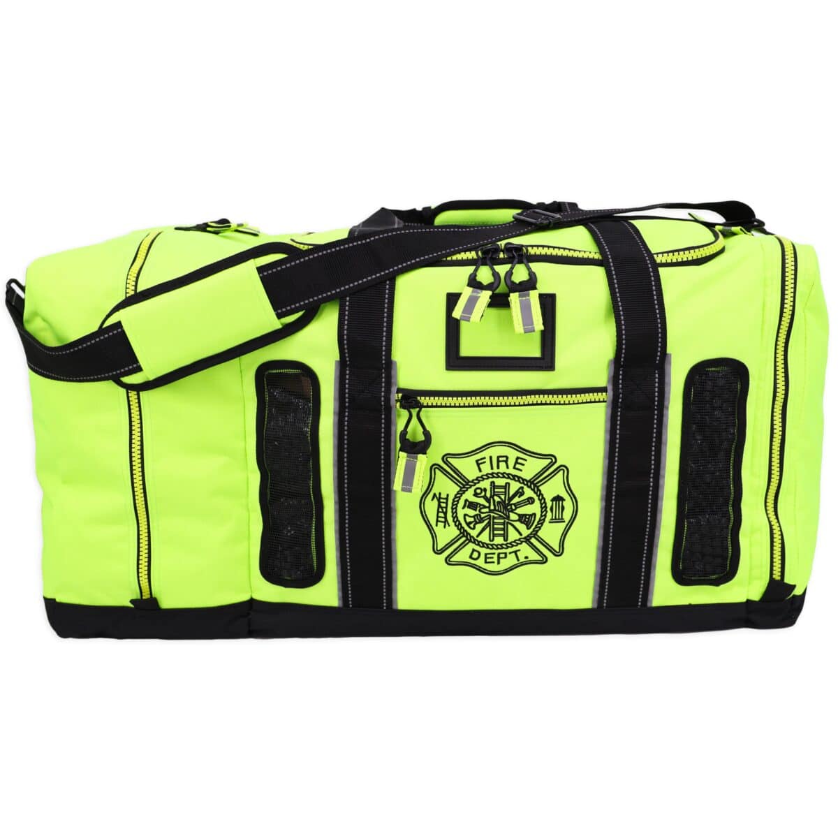 lightning x quad vent mesh vented fireman firefighter turnout bunker gear bag red reflective customizable personalized embroidery monogram step in helmet pocket shoulder strap