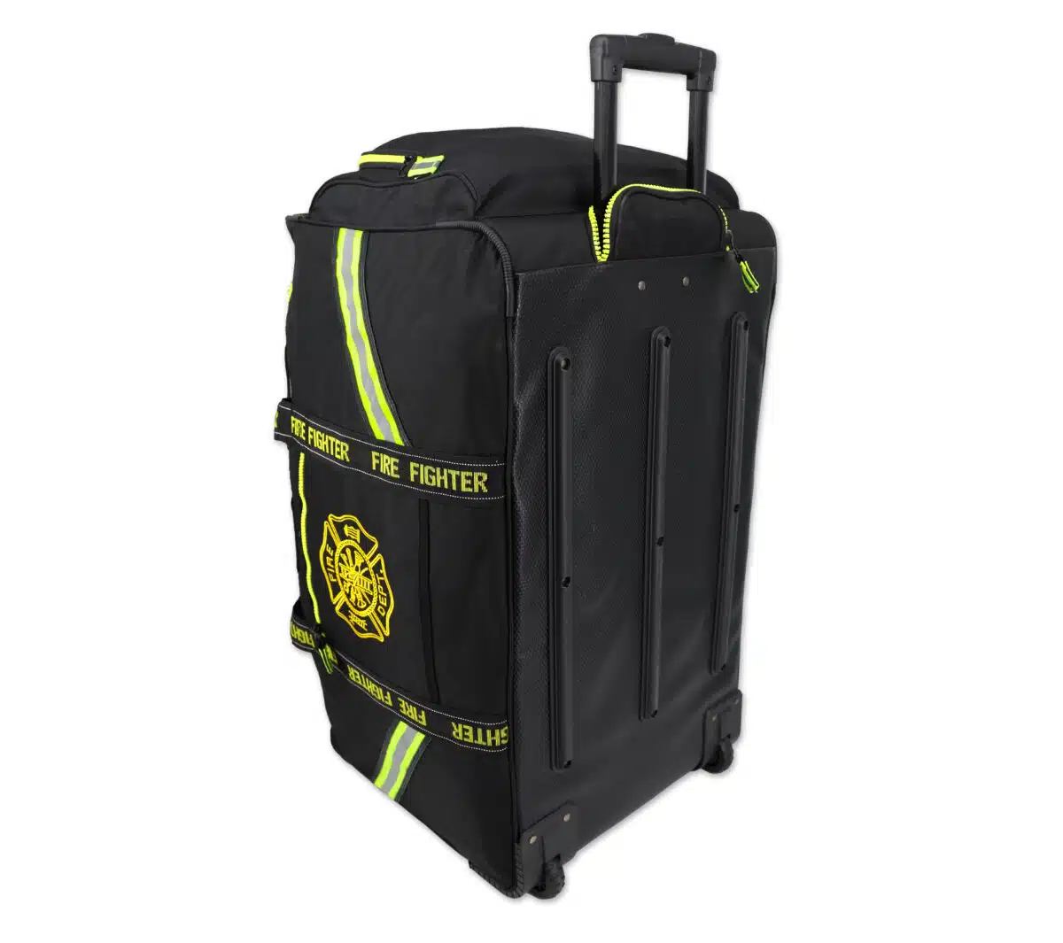 lightning x lxfb60 premium rolling firefighter turnout gear bag with wheels and retractable luggage handle black or red fluorescent reflective