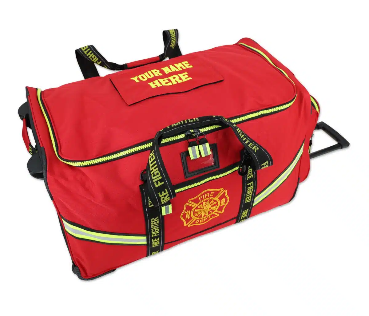 lightning x lxfb60 premium rolling firefighter turnout gear bag with wheels and retractable luggage handle black or red fluorescent reflective embroidered personalized gift
