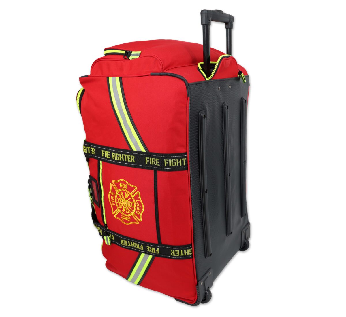 lightning x lxfb60 premium rolling firefighter turnout gear bag with wheels and retractable luggage handle black or red fluorescent reflective