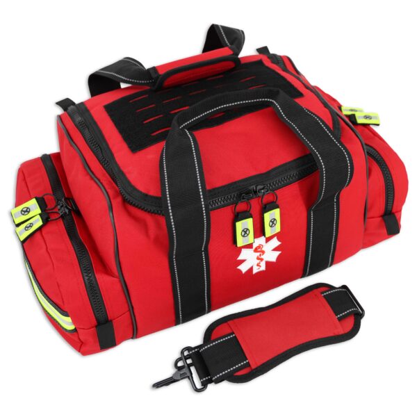 Lightning X MB30 LXMB30 Large First Responder EMT Medic Emergency Bag w/ Customizable Modular Dividers, Embroidered Star of Life & Reflective Trim. Available in Orange, Red, Black, Blue & Purple