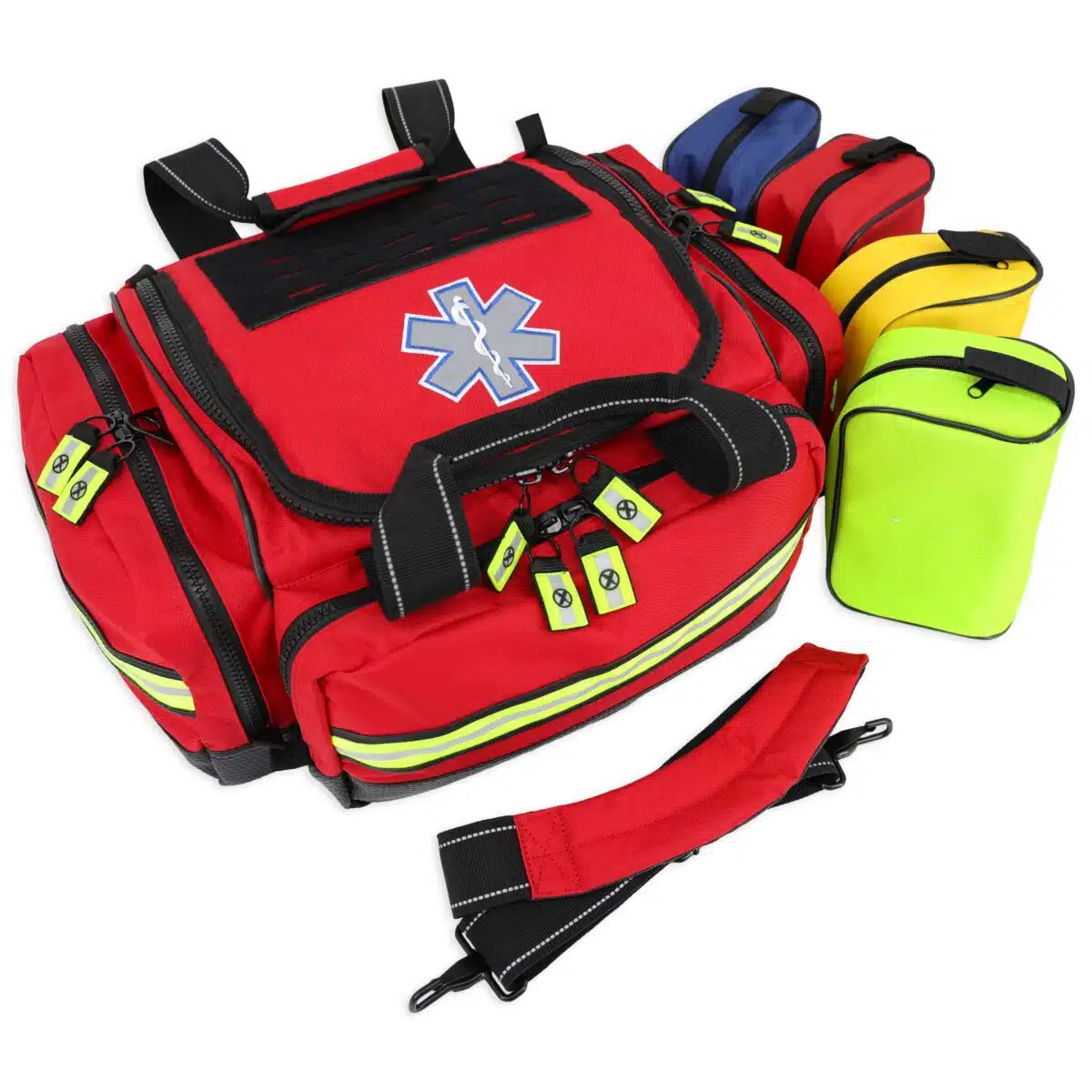 lightning x lxmb35 mb35 premium large intermediate modular trauma gear bag first responder emt ems medic with color coded removable accessory pouches red