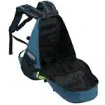 Blue EMT backpack opened showing pockets, loops and dividers