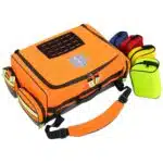 Lightning X LXMB65 Durable modular EMS trauma medical bag with oxygen cylinder access, customizable interior, reflective safety trim, and heavy-duty nylon construction for first responders and emts available in red, orange and blue