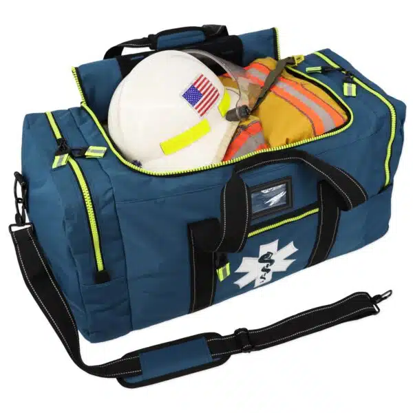 LXRB40 Lightning X Rescue Squad EMS Turnout Gear Jumpsuit Step In Duffel Bag Star of Life Blue Gear Bunker Fire Firefighter for Medics Extrication Jumpsuit