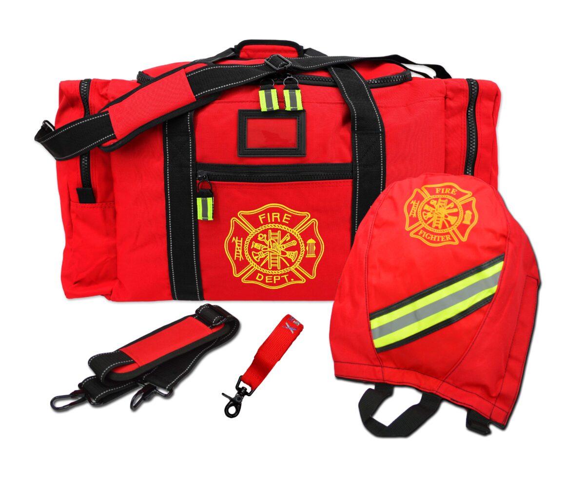 Lightning X LXFB40V FB40 Turnout Gear Bag Package Kit includes Bunker Bag, SCBA Mask Bag, Shoulder Strap & Firefighter Glove Strap Red