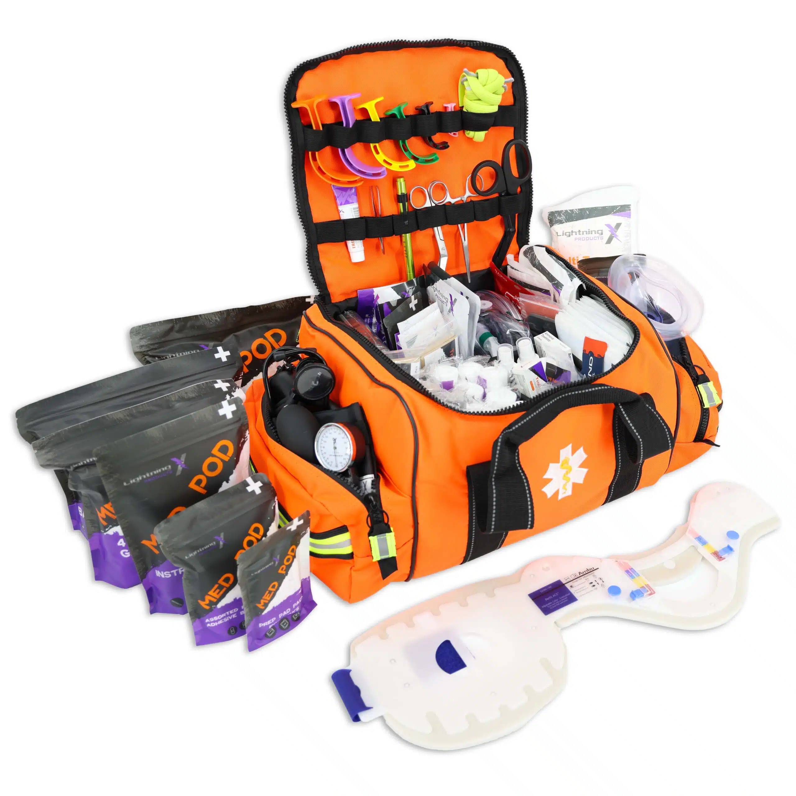 Pre stocked professional ems emt medic first responder trauma medical first aid kit bag w/ med pods, chest seal