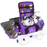 Lightning X MB30-SKC LXMB30 pre stocked professional ems emt medic first responder trauma medical first aid kit bag w/ med pods, chest seal, extrication collar, bandages, tourniquet, stethoscope and other supplies - available in red, black, orange, blue and purple