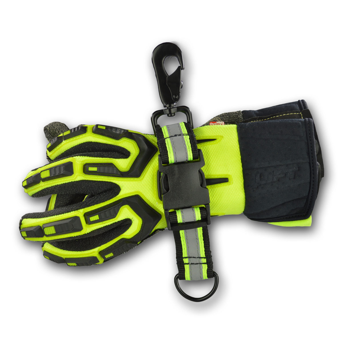 adjustable reflective glove holder for extrication gloves strap rescue