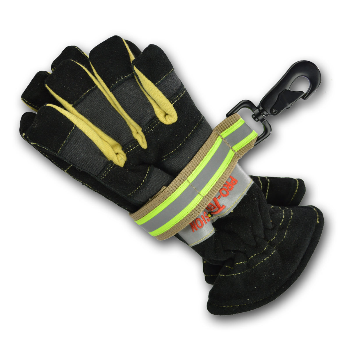 FIREFIGHTER GLOVE LEATHER BLACK STRAP WITH HOOK 