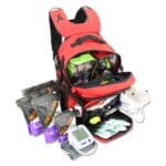 Lightning X premium tacmed molle trauma backpack kit fully stocked gear bag for ems emt first responder w/ first aid supplies including quikclot, tourniquet, israeli bandage, nasal airways and professional medical supplies - RED