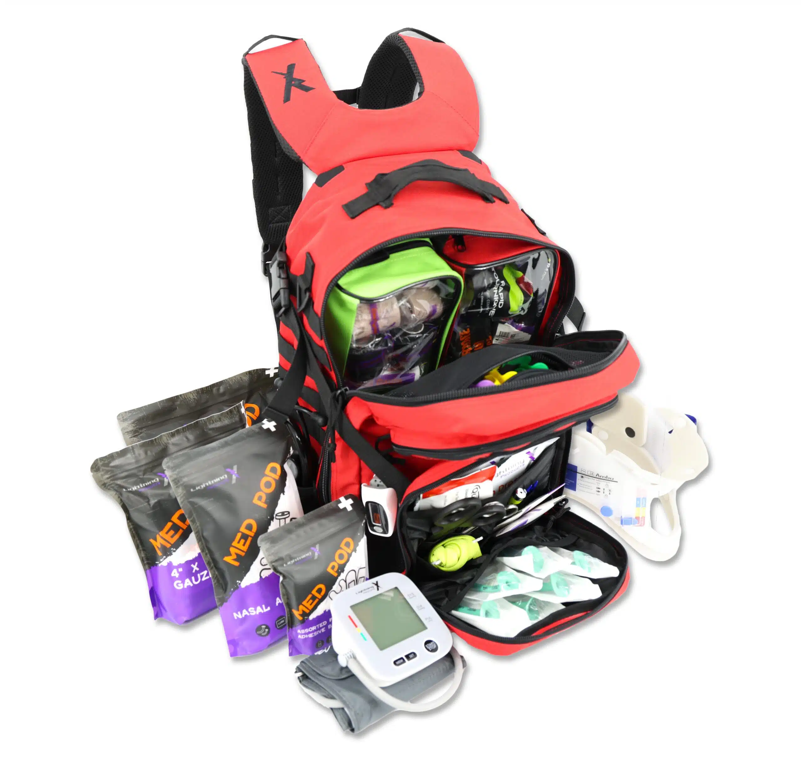 Premium tacmed molle trauma backpack kit fully stocked gear bag for ems emt first responder w/ first aid supplies