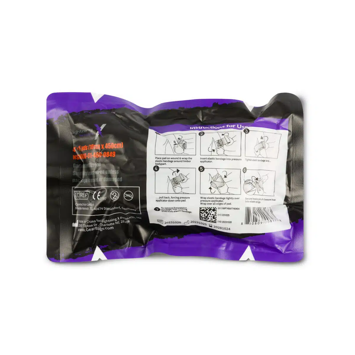 lightning x 4" inch emergency israeli hemorrhage control pressure compression bandage dressing tourniquet for stop the bleed