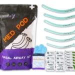 lightning x Nasopharyngeal nasal airway kit npa w/ 6 sizes 22FR, 24FR, 26FR, 28FR, 30FR, 32FR w/ 6 BZK cleansing wipes, 6 packs of lubricating lube jelly and a pair of nitrile exam gloves all in resealable zippered first aid med pod bag