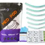 lightning x Nasopharyngeal nasal airway kit npa w/ 6 sizes 22FR, 24FR, 26FR, 28FR, 30FR, 32FR w/ 6 BZK cleansing wipes, 6 packs of lubricating lube jelly and a pair of nitrile exam gloves all in resealable zippered first aid med pod bag