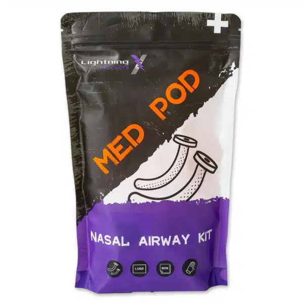 lightning x Nasopharyngeal nasal airway kit npa w/ 6 sizes 22FR, 24FR, 26FR, 28FR, 30FR, 32FR w/ 6 BZK cleansing wipes, 6 packs of lubricating lube jelly and a pair of nitrile exam gloves all in resealable zippered first aid med pod bag
