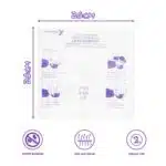 Close-up view CPR face shield with dimensions and important features