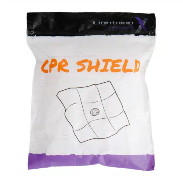 Front view packaged CPR face shield