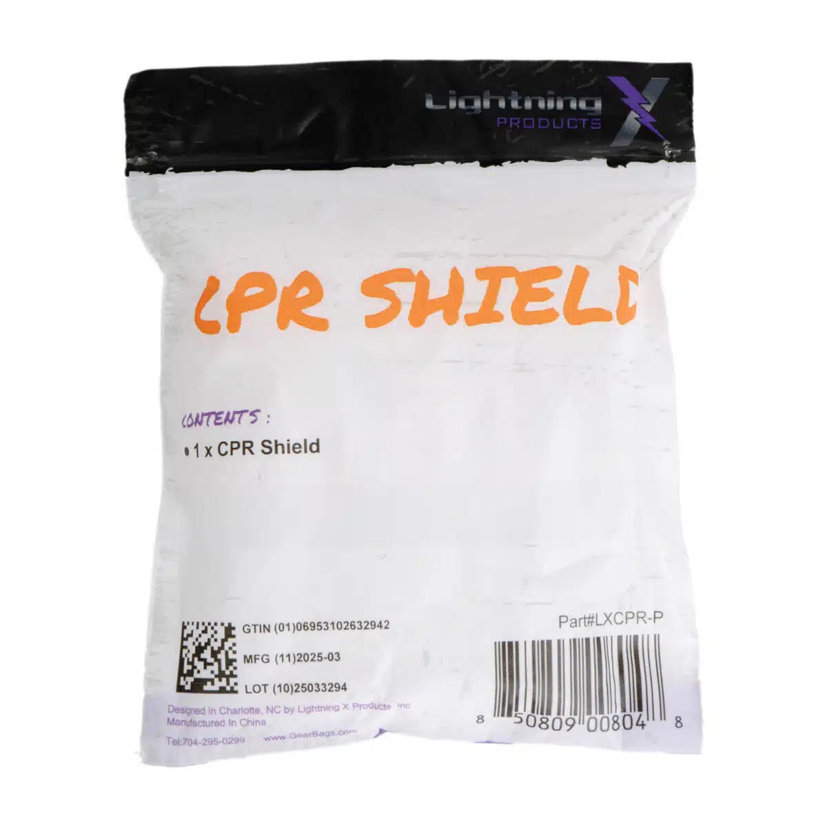 Rear view packaged CPR face shield
