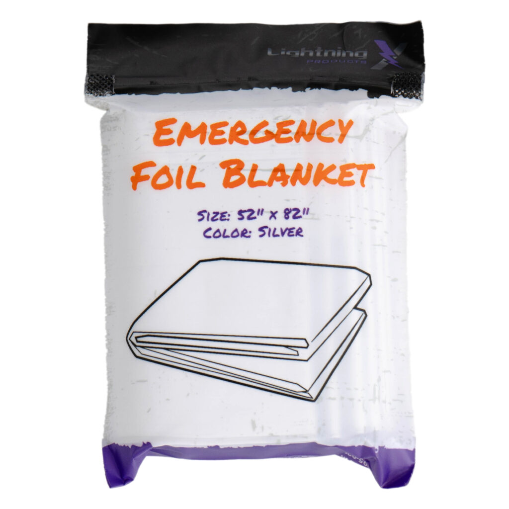Emergency mylar space blanket, compact life saving foil shield designed for hiking, camping, first aid trauma kits
