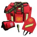 Lightning X LXFB20-PKG Premium Firefighter Turnout Gear Bag Package with SCBA mask bag, toiletry bag, glove holder, and reflective FIREFIGHTER shoulder strap