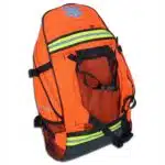 orange backpack-style emt bag with reflective trim and star of life logo