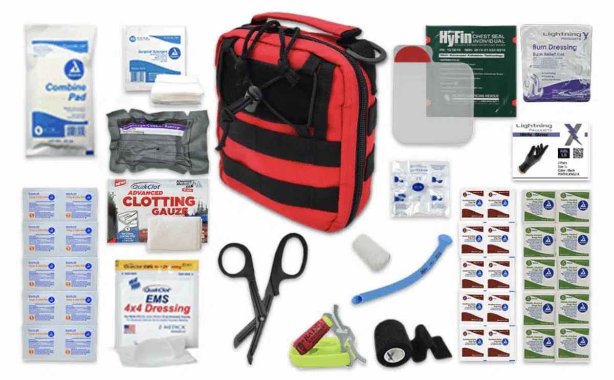 Lightning X PB15-SKH tactical IFAK individual first aid kit for trauma bleeding stop the bleed tourniquet quikclot chest seal molle pouch