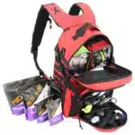 lightning x tacmed fully stocked prefilled tactical medical backpack with first aid trauma supplies mb45-skm lxmb45 including tourniquet stop the bleed bandages cpr stethoscope bp cuff israeli bandage and more for bleeding control red