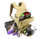 lightning x mb45-skm lxmb45 tactical tacmed backpack fully stocked ems emt first responder first aid professional trauma kit - w/ tourniquet, quikclot, bandages, stethoscope, israeli bandage and more - TAN