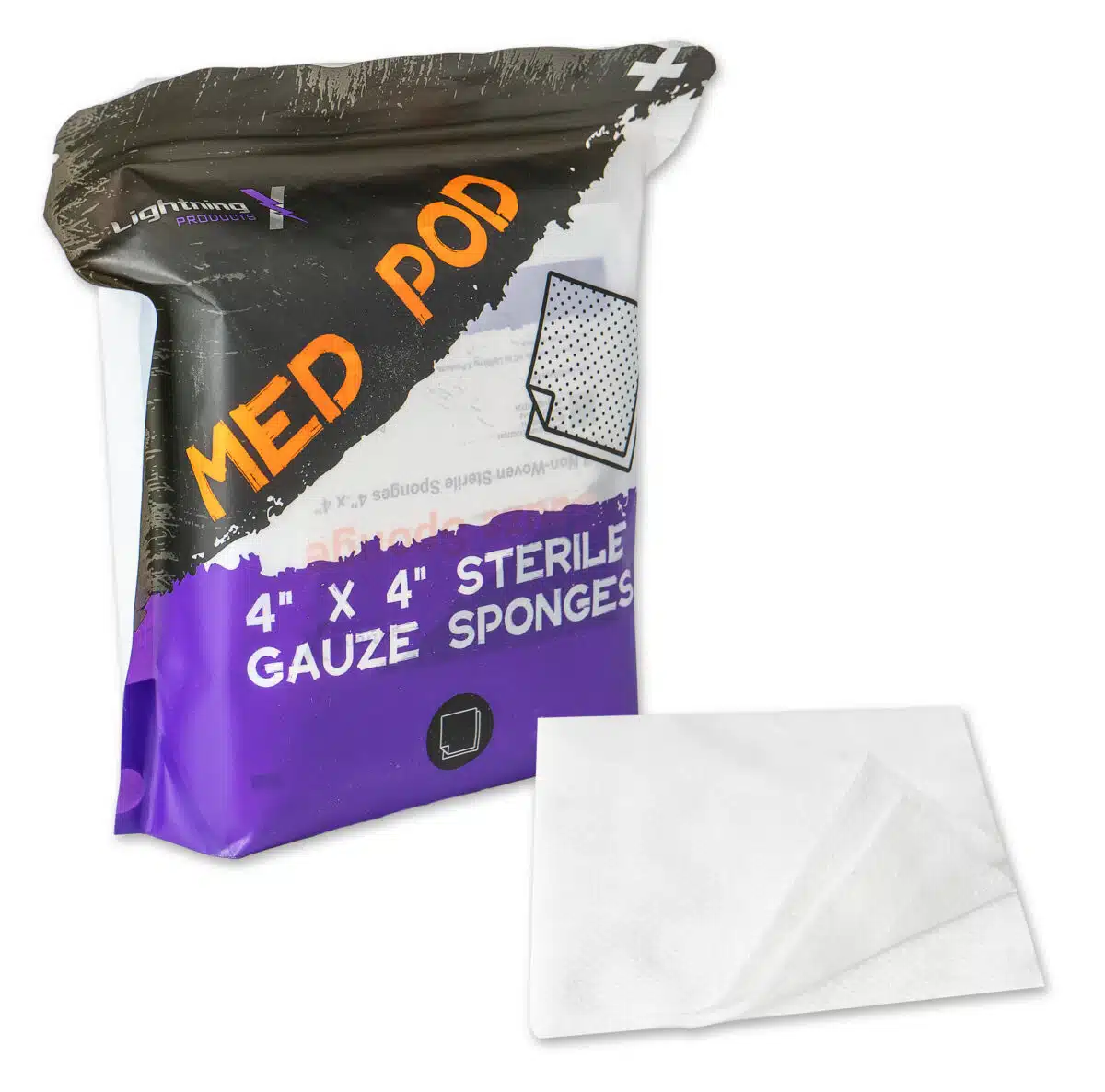 lightning x 4" x 4" gauze sponge pads 4x4 non woven med pod pack of 50 twin pack 2's for first aid medical emergencies
