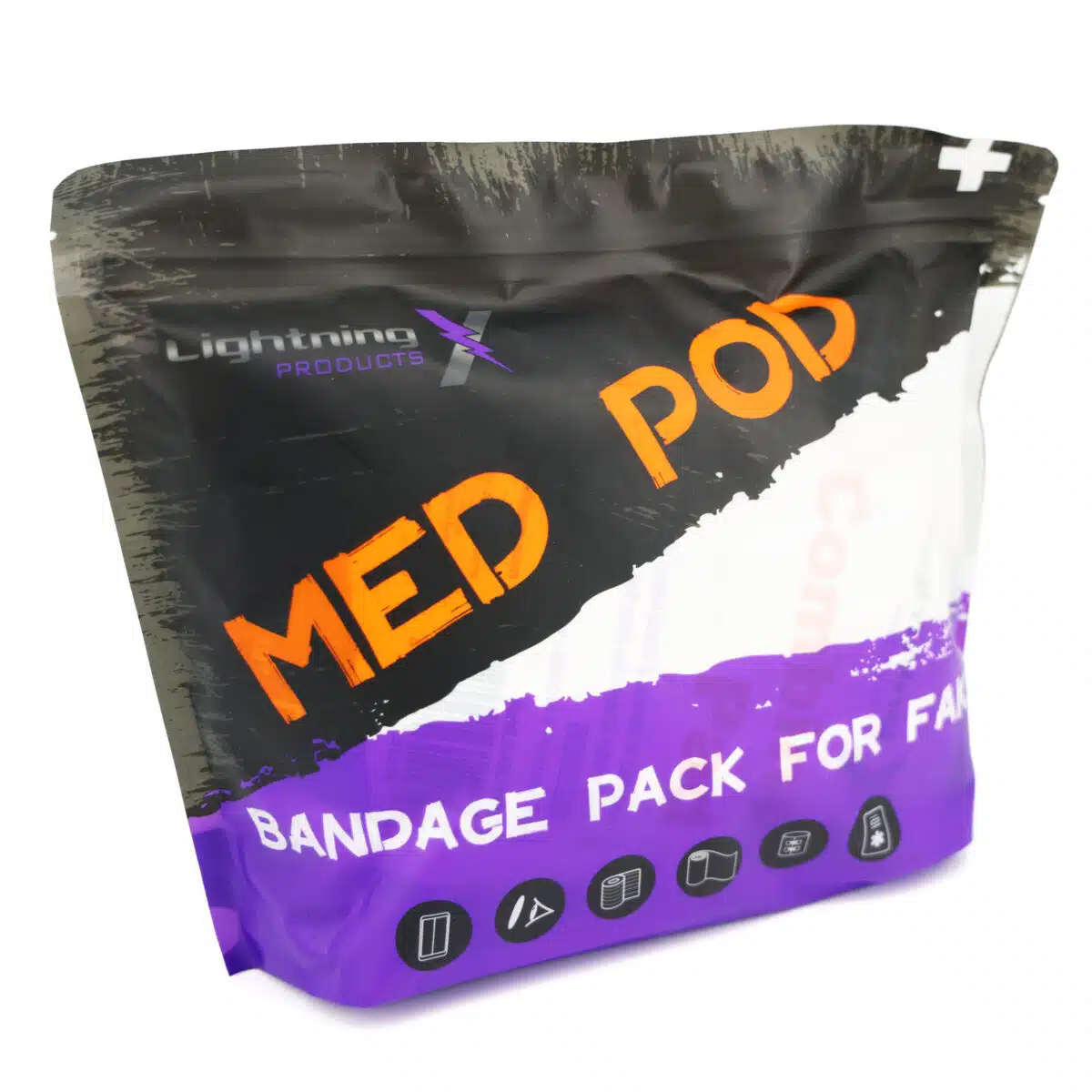 lightning x bandage refill kit for first aid includes 2", 3", 4" conforming stretch rolled gauze, elastic ace bandage, self-adherent coban cling wrap, 5" x 9", 8" x 10" abd combine pad, eye pads & first aid guide booklet med pod