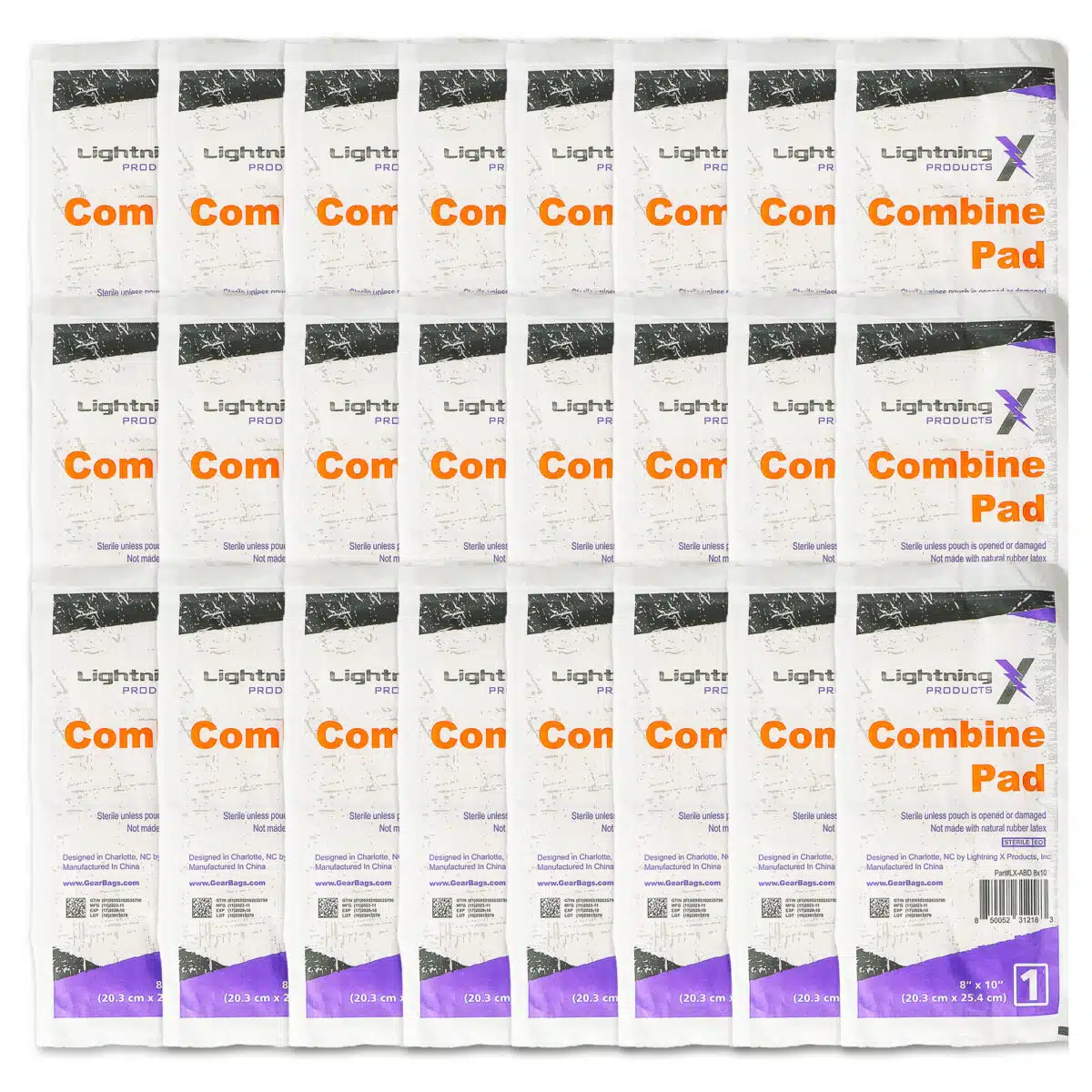 24 8" x 10" ABD combine pads arranged in an overlapping grid