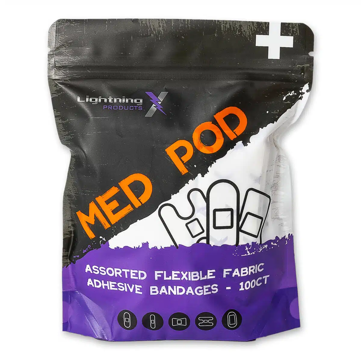 lightning x flex fabric adhesive cloth band aid bandages 100 assorted flexible sizes heavy duty in resealable zip bag for first aid kits