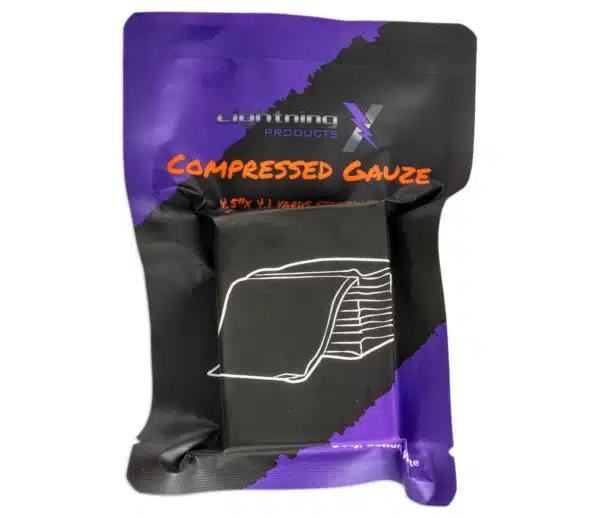 compressed krinkle gauze 4.5 x 4.1 yd, tactical trauma dressing, vacuum packed gauze roll, compact first aid wound dressing, sterile emergency gauze, ifak trauma bandage, survival medical kit supplies