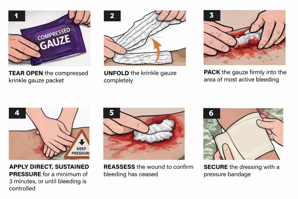 Compressed Krinkle Gauze 4.5" x 4.1 yd – Tactical First Aid Dressing - Image 9