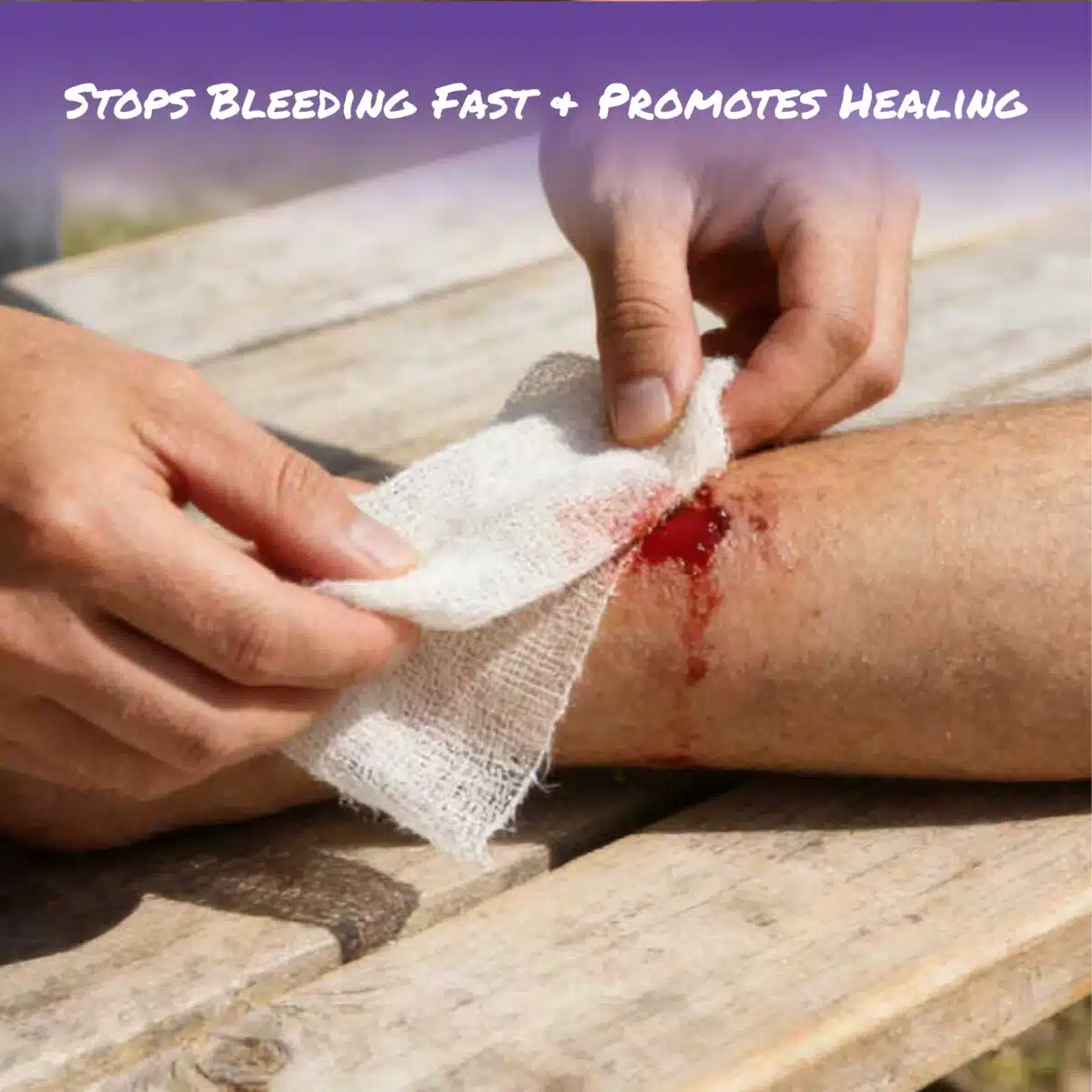 AI-generated image of krinkle gauze being applied to an arm wound