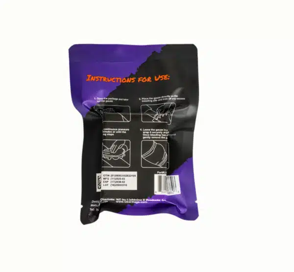 Rear view of packaged krinkle gauze