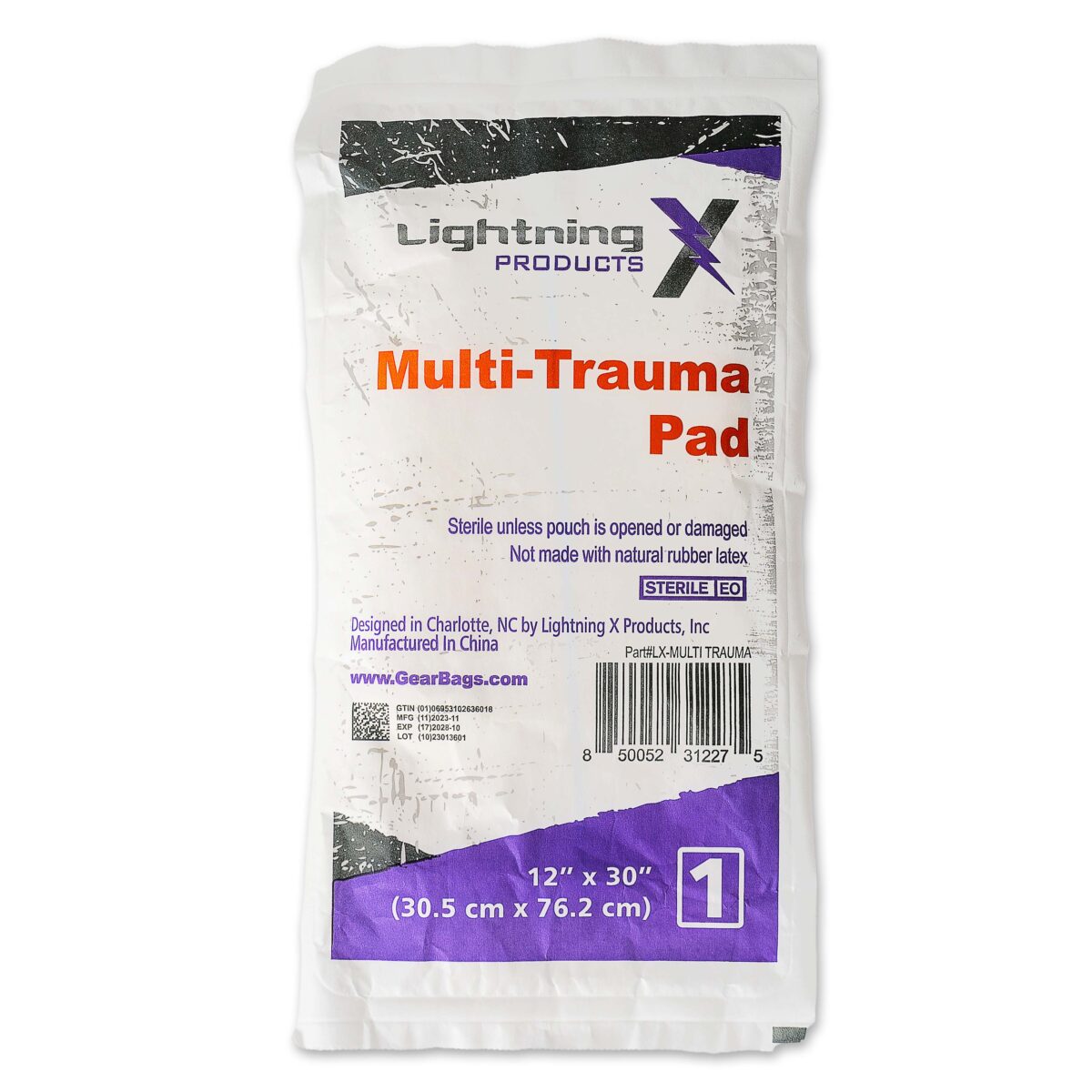lightning x multi trauma dressing 12" x 30" 12x30 ABD sterile pad to stop bleeding in emergencies, great for first aid kit supplies