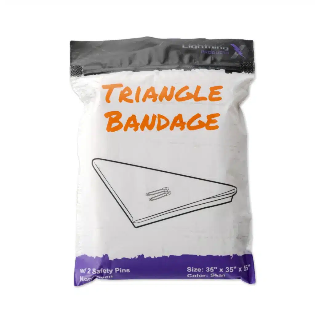 Front view packaged triangle bandage