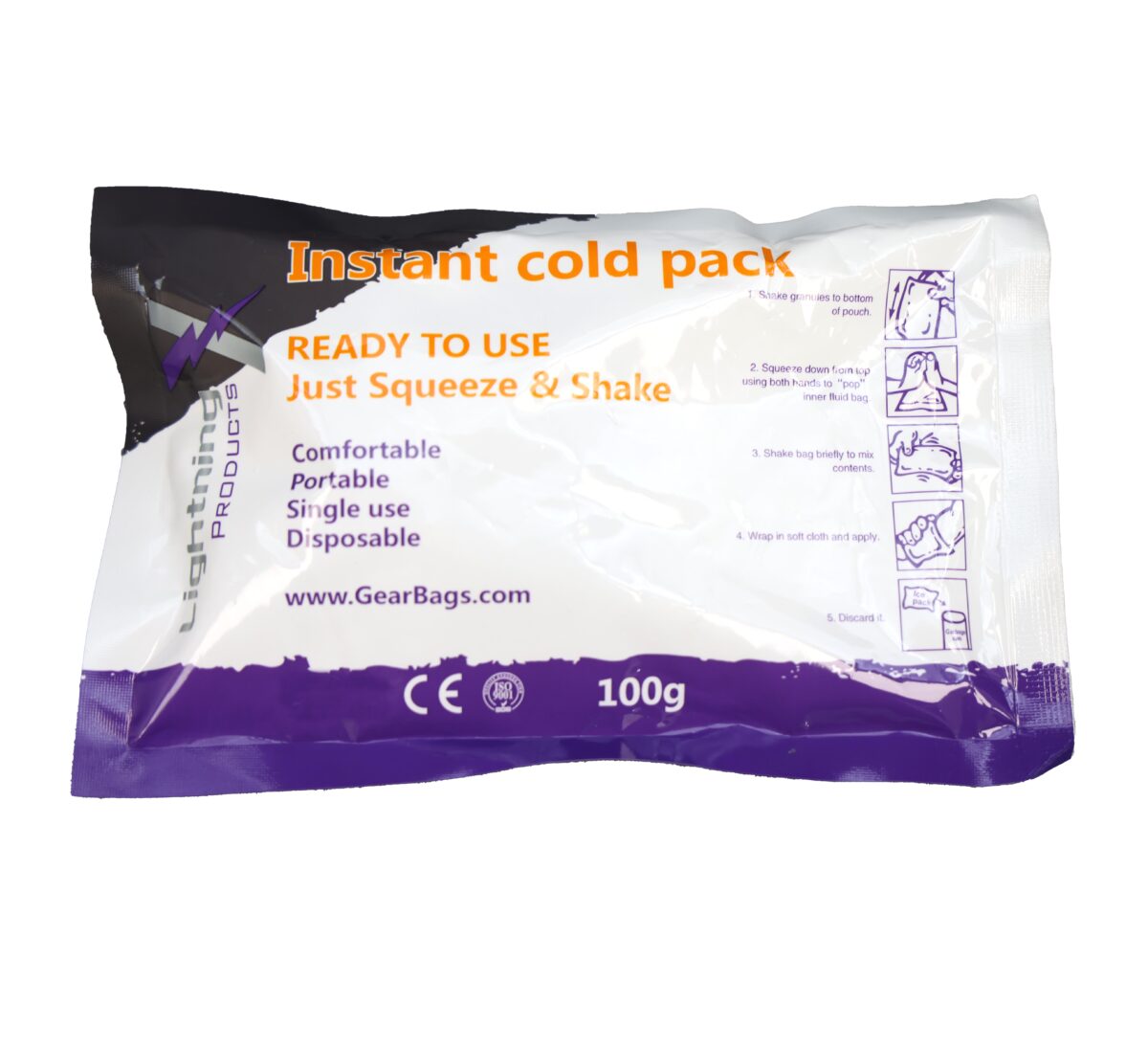 lightning x instant ice cold compress pack 4.5" x 7" for sprains, strains, bumps and other injuries, must have for first aid kits