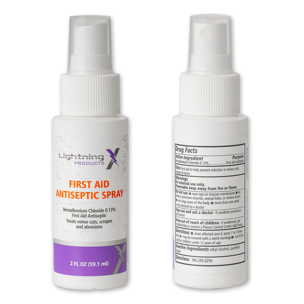 lightning x first aid antiseptic spray 2 oz pump bottle for cleaning wounds cuts scraps for first aid kits