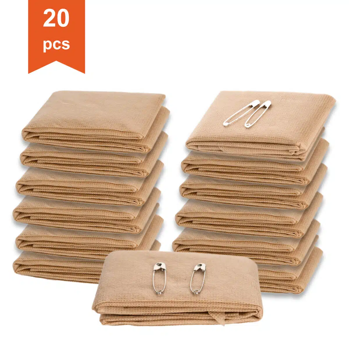 Two stacks of folded triangle bandages