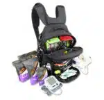 Lightning X premium tacmed molle trauma backpack kit fully stocked gear bag for ems emt first responder w/ first aid supplies including quikclot, tourniquet, israeli bandage, nasal airways and professional medical supplies with removable colored organizer pouches and hydration bladder - BLACK