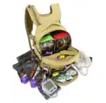 Lightning X premium tacmed molle trauma backpack kit fully stocked gear bag for ems emt first responder w/ first aid supplies including quikclot, tourniquet, israeli bandage, nasal airways and professional medical supplies with removable colored organizer pouches and hydration bladder - TAN