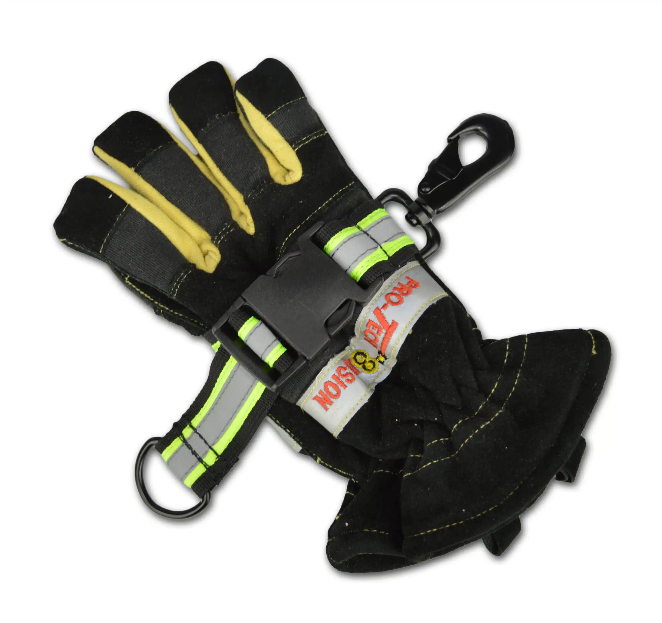 Heavy duty adjustable reflective firefighter fire glove strap holder