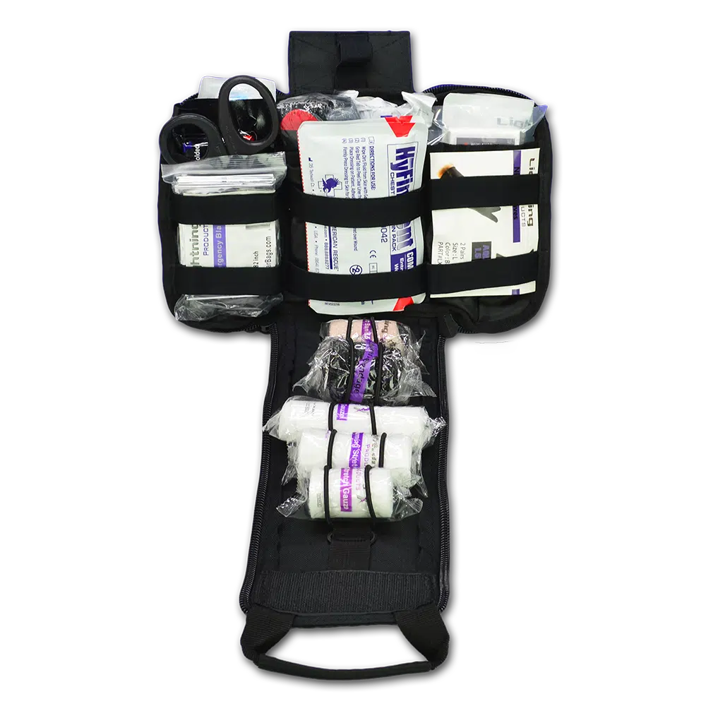 Lightning X PB35 Spread Eagle Tactical IFAK Trauma Gunshot First Aid Stop The Bleed Medical Kit w/ CAT Tourniquet, QuikClot, Israeli Bandage & other emergency supplies